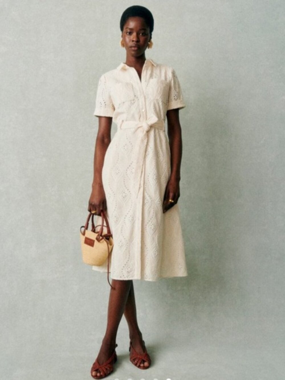 Sezane Adèle Dress Ecru - Size 6